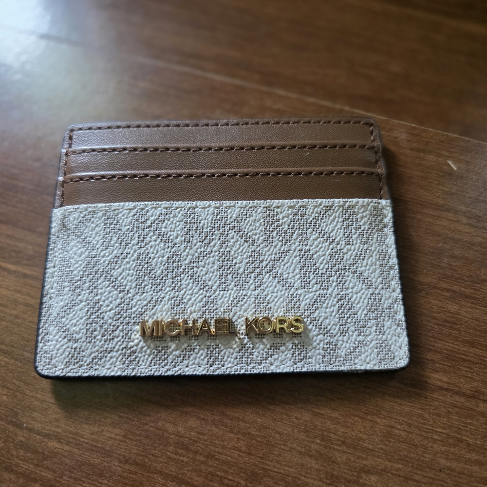 Michael Kors Tan and Cream Card Holder